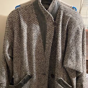 Dressy Winter Coat with Leather Trim